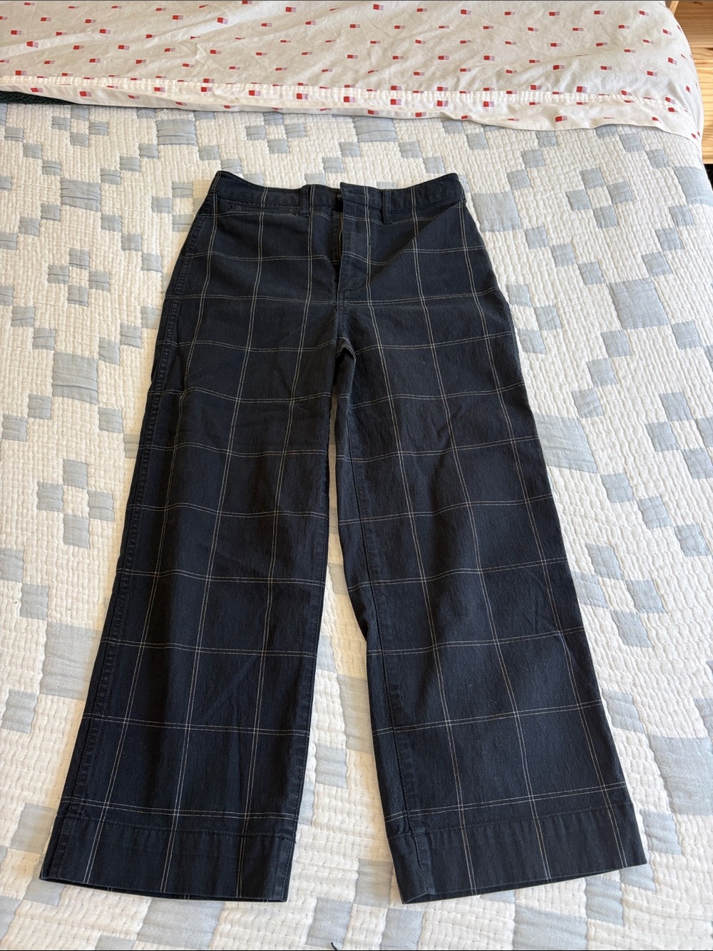 Madewell slim emmet wide leg crop in space-dyed windowpane